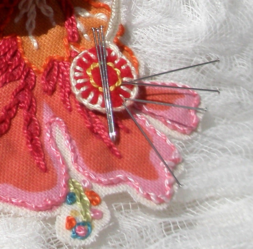 Red Emery Pincushion with Pin