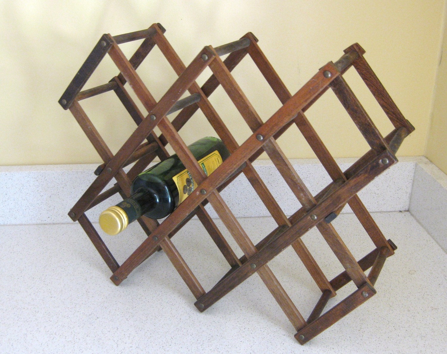 Vintage Wooden Folding Wine Rack