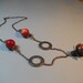Red Turquoise on Vintaj Brass Chain