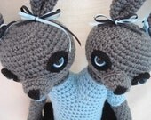 Special Listing for Lisa Amigurumi Crochet Animal Doll Siamese Twin Bunnies