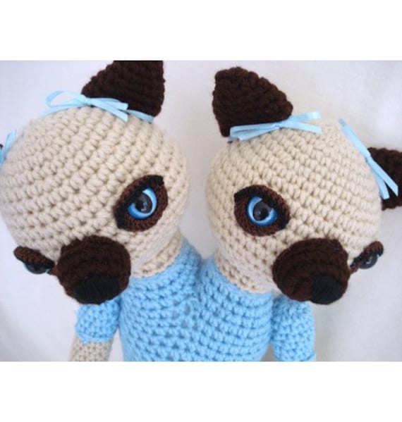 Siamese Cats Siamese Twins Amigurumi Crochet Animal Doll