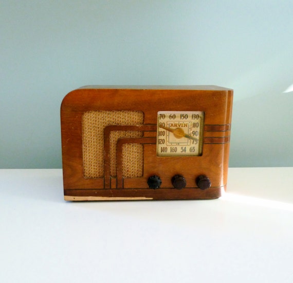 Reserved Vintage Art Deco Radio 1940s Wooden Tube Radio Arvin