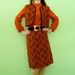Retro 70s Orange Dress Vest Set Purple Chevron Stripe Funky Poet Sleeve Belted Midi Dress Scooby Doo
