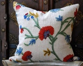 Decorative Pillow Retro Vintage Crewel and by HomemakerMovement
