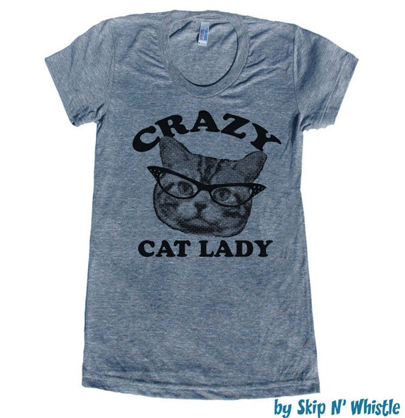 CRAZY CAT lady womens t shirt