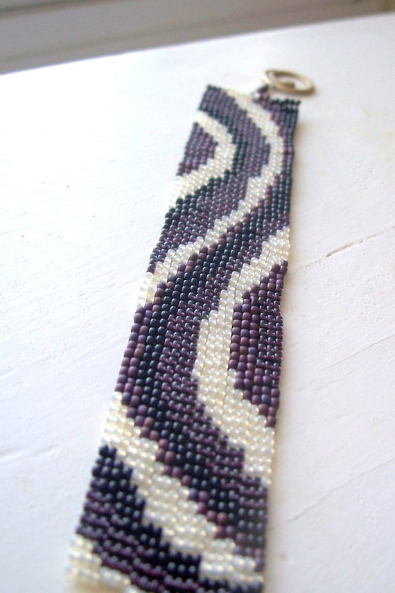 Items similar to Peyote Bracelet Vintage Brass Clasp Dark Chocolate