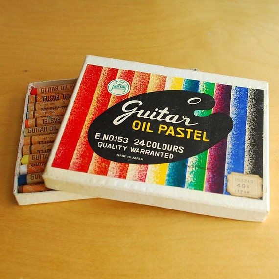 Vintage Oil Pastel Crayons Guitar Brand 24 Colors in Original