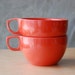 SALE Orange Red Melamine Teacups Melmac - Burnt Orange Set of 2 Melamine