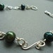 Pearl Bracelet Green Handmade Silver Links Bracelet with Freshwater Pearls Delicate