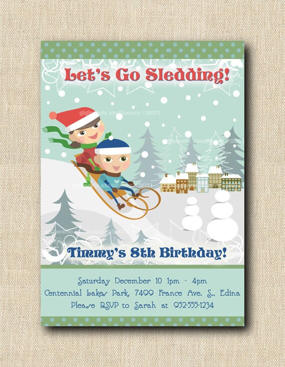 Sledding Birthday Party Invitations 9