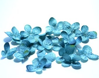 Turquoise Hydrangea Blossoms - 100 Count - Artificial Flowers, Silk Flowers - PRE-ORDER