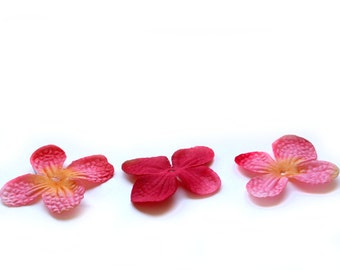 20 Silk Hydrangea Blossoms in Popsicle Pink - Artificial Flowers, Silk Hydrangea Blossoms - PRE-ORDER