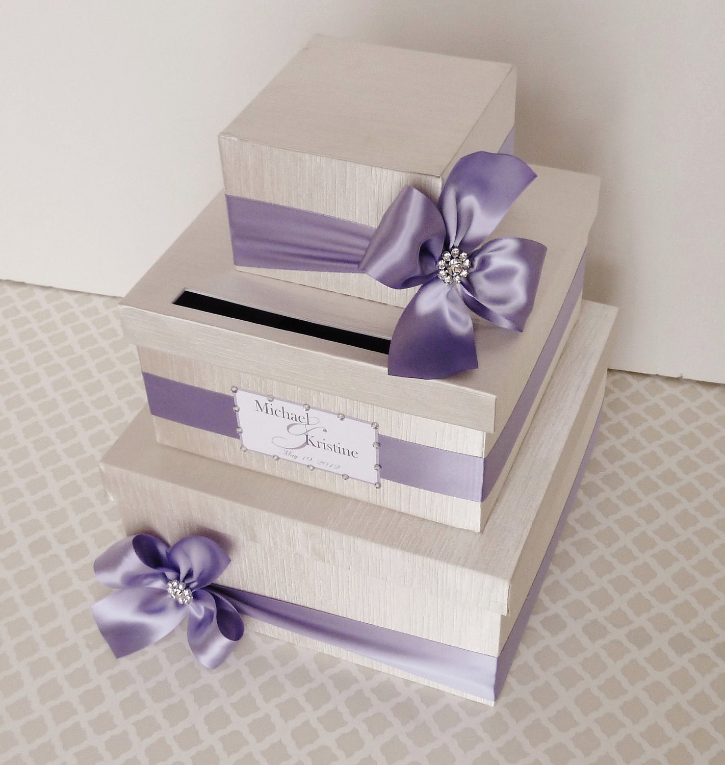 Custom Made WEDDING CARD BOX Money Holder Purple Wisteria