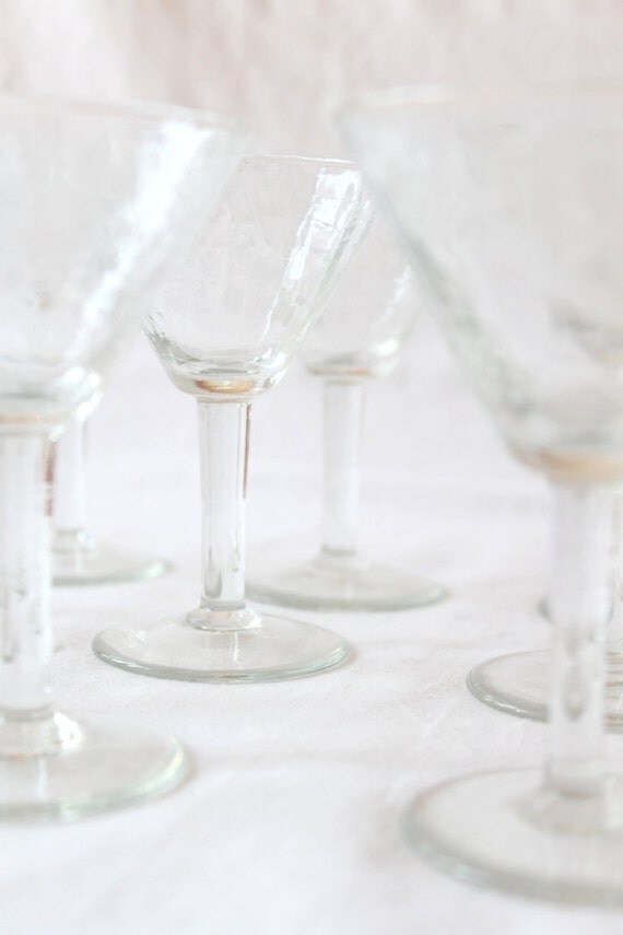 Vintage Glass Cocktail Glasses Set of 12 Mini Martini