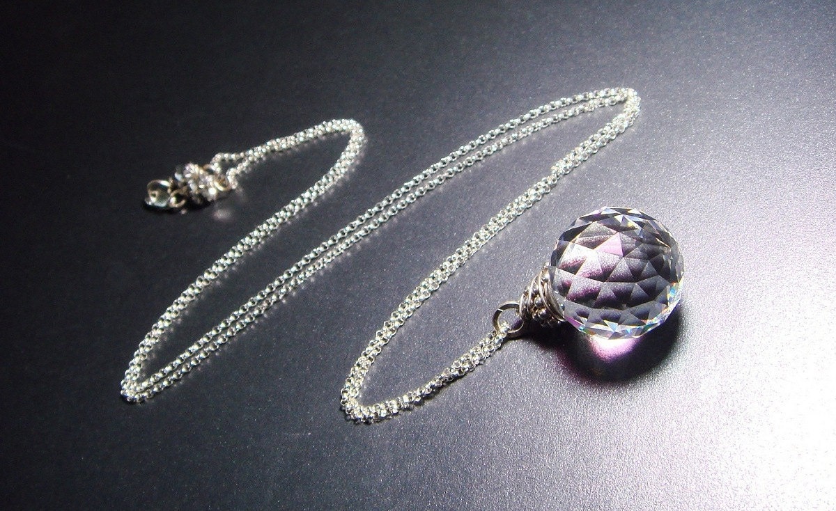 Crystal Ball Necklace Swarovski Sun Catcher Prism Onion