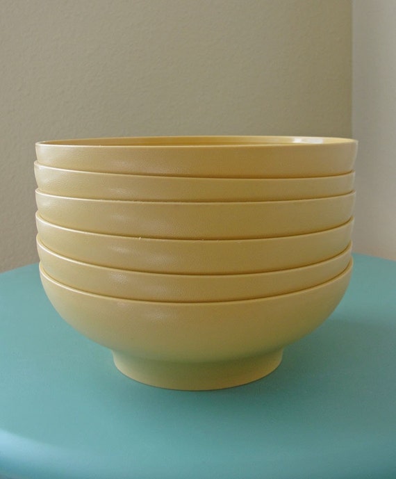 Vintage Tupperware Cereal Bowls Set of 6 Harvest Gold