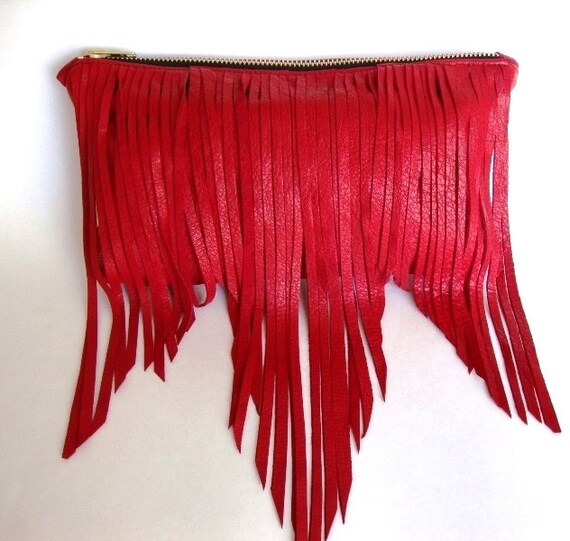 RESERVED FOR CHRISTINE Boho leather fringe bag-Oversize, Red leather ...