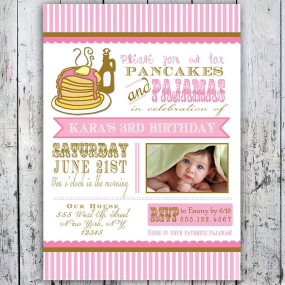 Pancakes And Pajamas Party Invitations 8