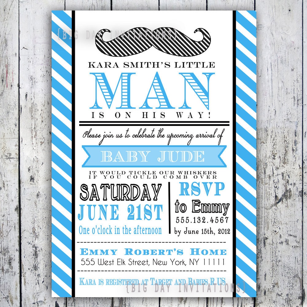 Little Man Mustache Baby Shower Invitation by BigDayInvitations