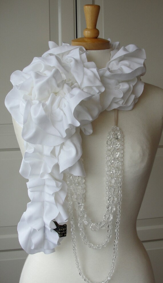 Pure White PETAL Ruffle Scarf by FAIRYTALE13 on Etsy