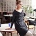 Deep grey open shoulders LeMuse cotton dress