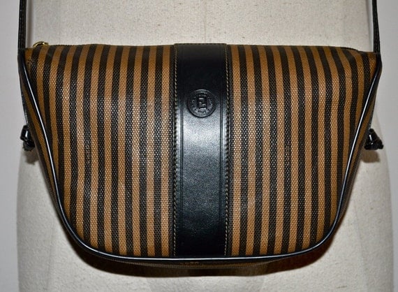 Vintage Fendi Handbag Vertical Striped Guaranteed Authentic 