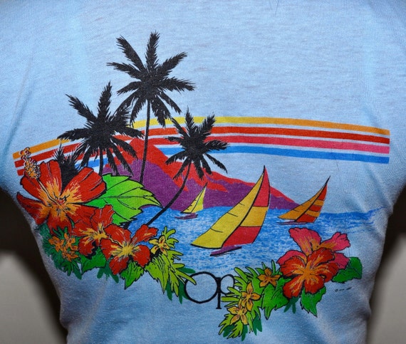 OCEAN PACIFIC op 1982 Vintage Surfing T SHIRT Paper Thin