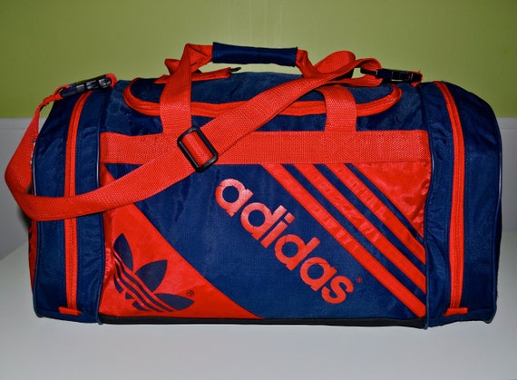ADIDAS 1980s DUFFEL BAG Trefoil Graphic Blue and Red Great for