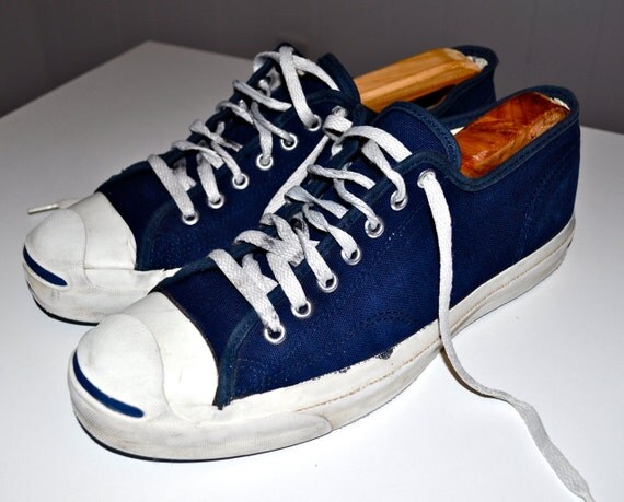 CONVERSE 1980s JACK PURCELL Navy Blue Nautical Style Sneakers