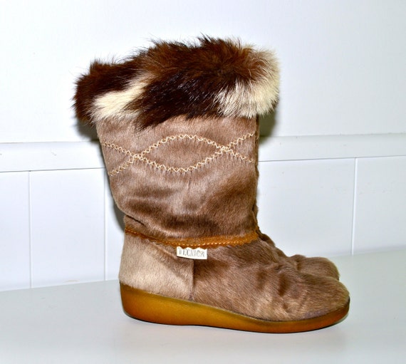 TECNICA Vintage Italian Goat Fur Leather BOOTS with Shearling