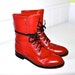 Make an Offer JUSTIN Lacer Roper Vintage Red LEATHER Lace Up Fringe Western Ranch Style Combat Boots Ladies 7.5 Fit like 8 Cowboy Cowgirl