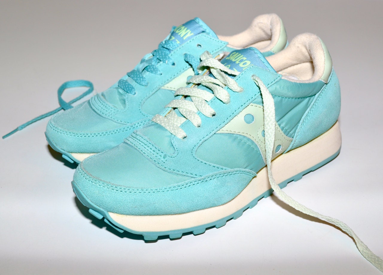 SAUCONY Jazz 1980s Vintage RUNNING SNEAKERS Light Greenish