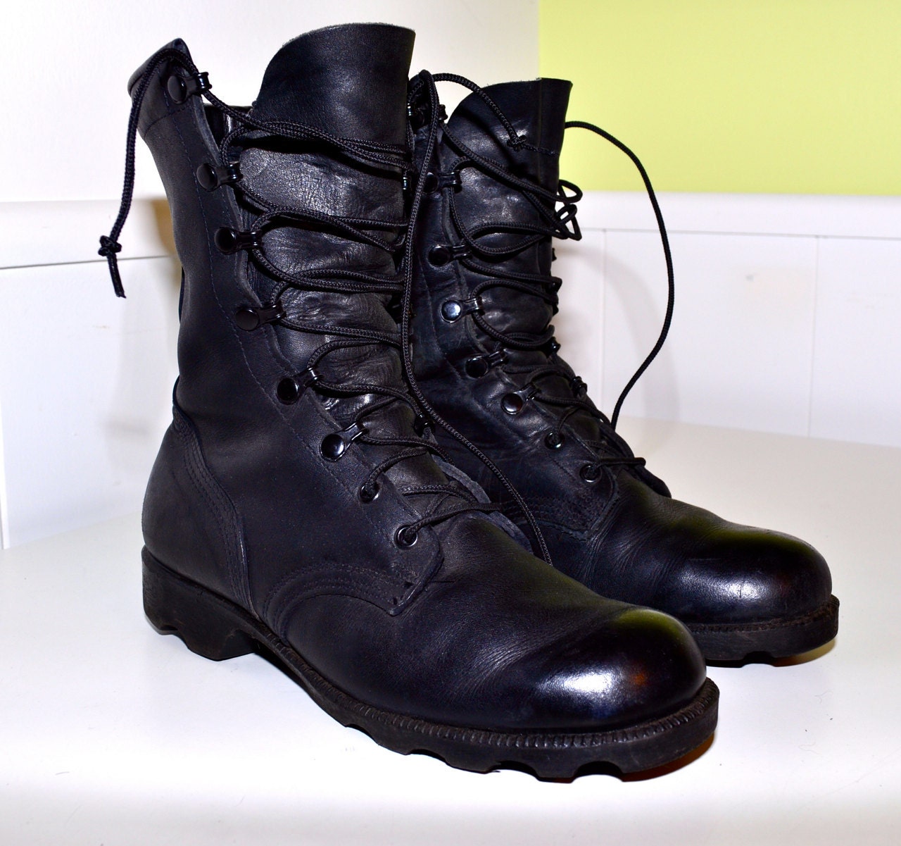 Black Leather MILITARY COMBAT BOOTS Perfectly by louise49 on Etsy