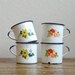 Set of four Vintage Enamel Ware Cups by Tres of Monterrey Mexico