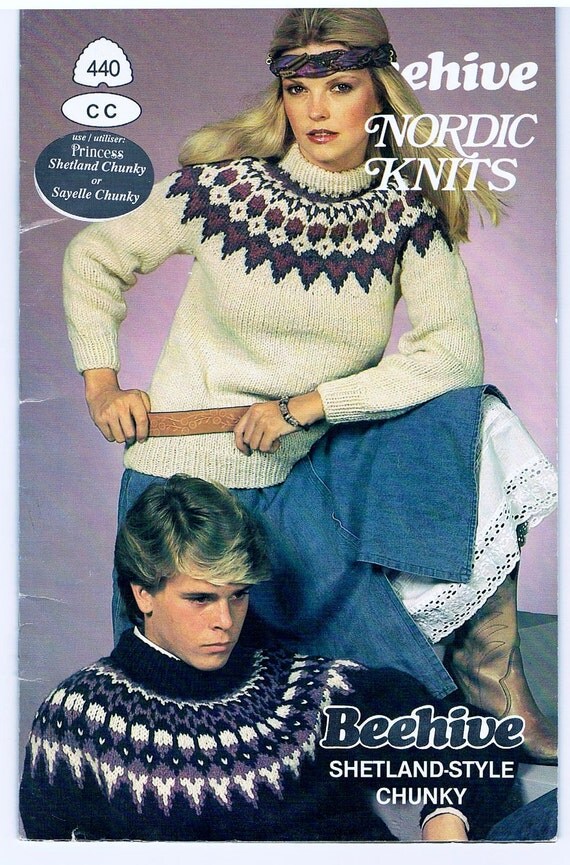Vintage Patons Beehive Nordic Knits Pattern FREE SHIPPING
