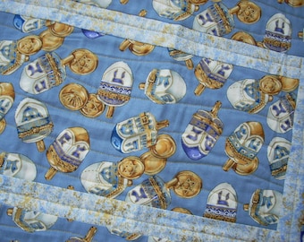 Gold and Blue for Hanukkah again tablerunner - FREE SHIPPING