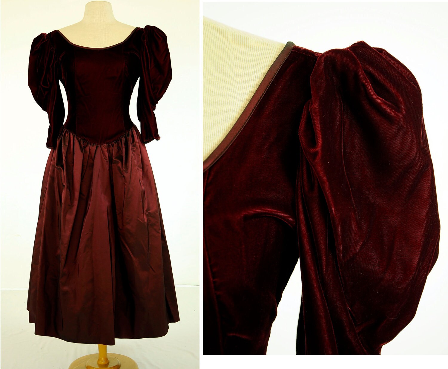 RESERVED Vintage 80s velvet and satin dress 1980s princess