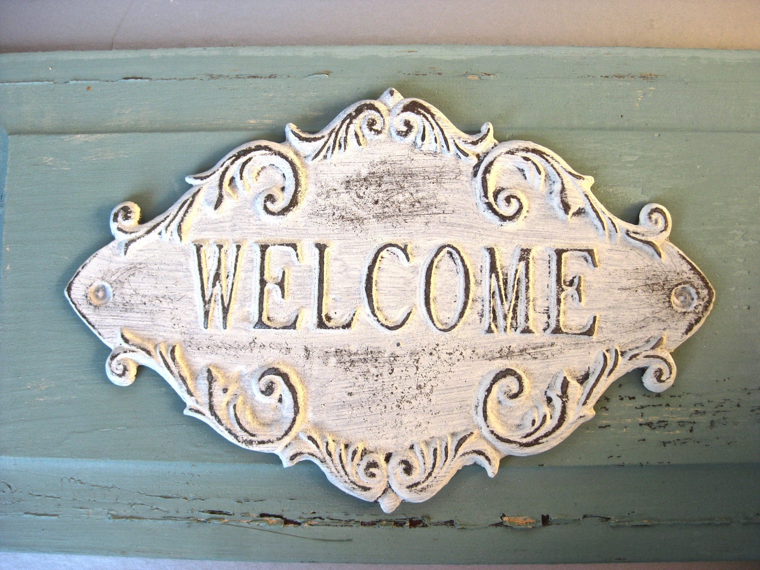 Vintage Inspired Welcome Sign Shabby And Chic Sign Cottage
