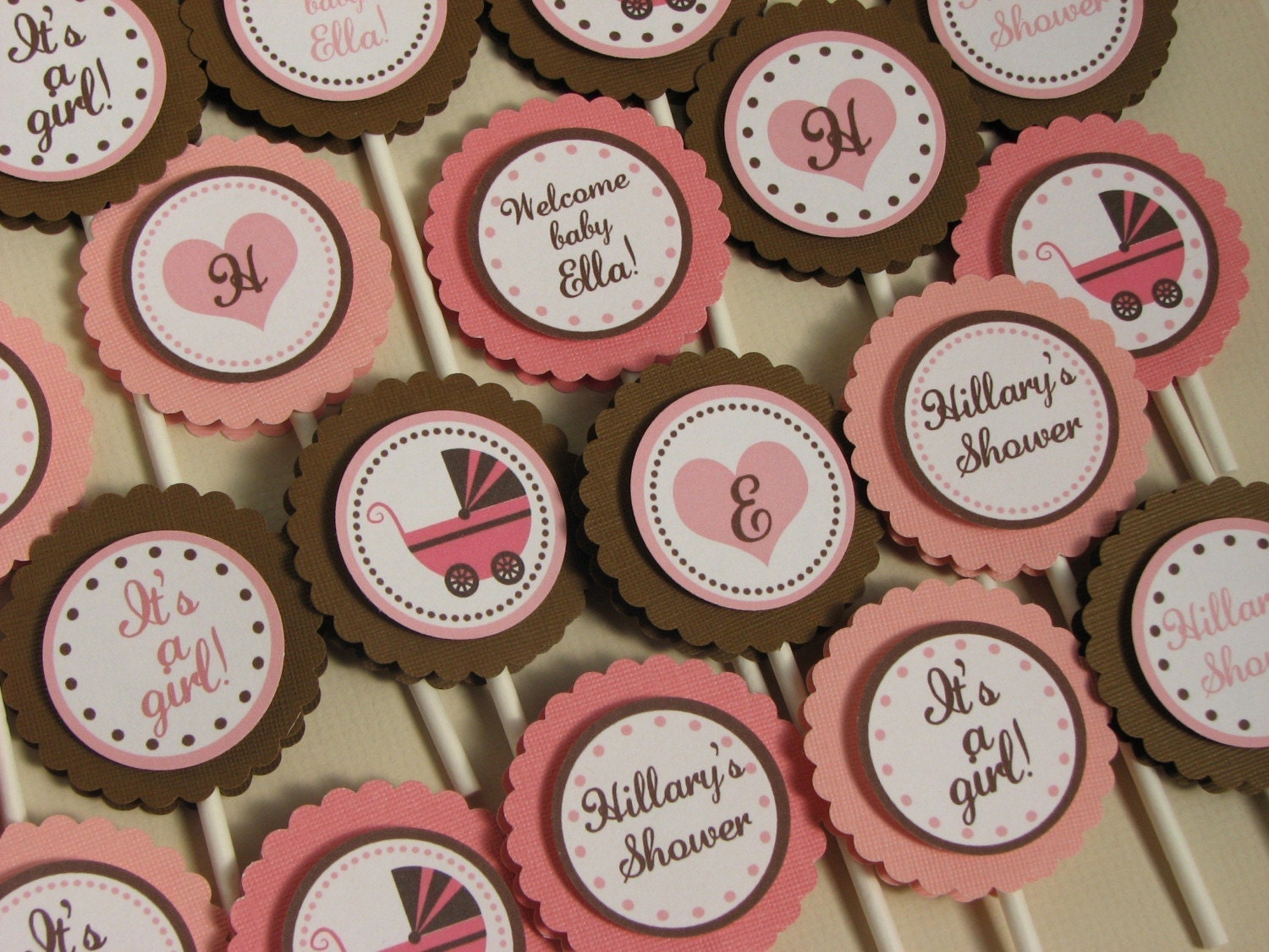 It's a Girl Baby Shower Cupcake Toppers Pink by SweetHaileyGrace