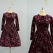 vintage 1980s dress / velvet floral print / 1980 velvet dress