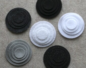 Black Tie - Circles - 48 Die Cut Felt Circles