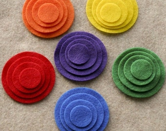 Over the Rainbow - Circles - 48 Die Cut Felt Circles