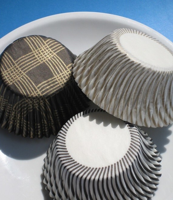 Black and Gold Cupcake Liners 3 styles 60