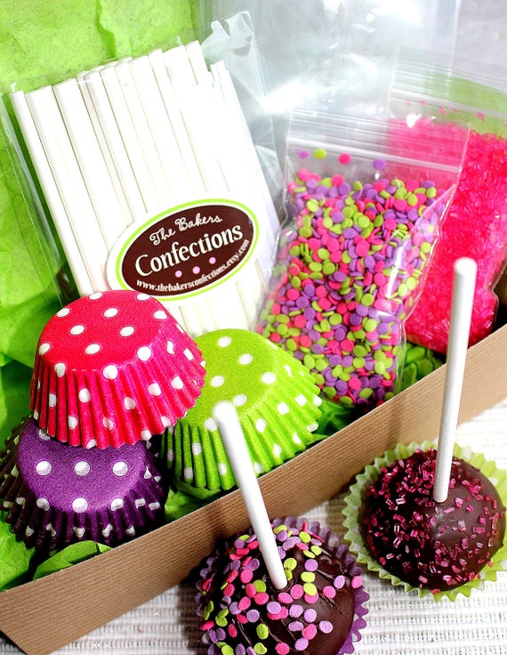 Girls Neon Fun Cake Pop Decorating Kit Gift Boxed Supplies