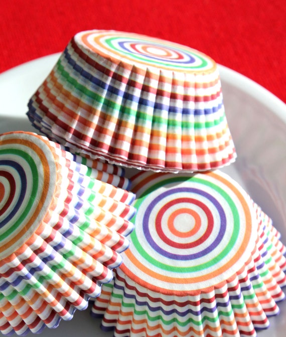 Fun Rainbow Stripe Cupcake Liners 50 by thebakersconfections