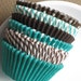 Brown and Jade Green Cupcake Liners in Solids, Stripes and Polka Dots (Bulk 216 Count)
