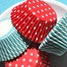 Cupcake Liners in Jade Stripe and Red Polka Dot - Sail Away Collection (100 count)