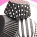 Assorted Black Cupcake Liners in Solid, Dot, Wide Stripe (120 count)