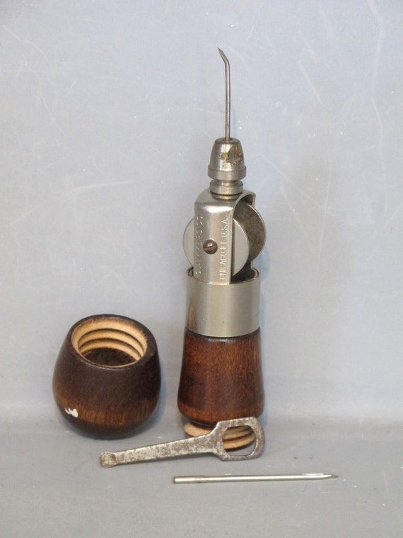 Vintage Sewing Awl with Wood Handle / Hand Sewing Tool For All