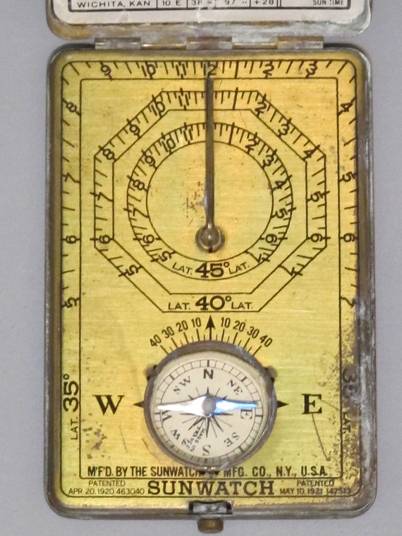 Vintage RARE Brass Sun Watch & Compass / Pocket Size Sunwatch